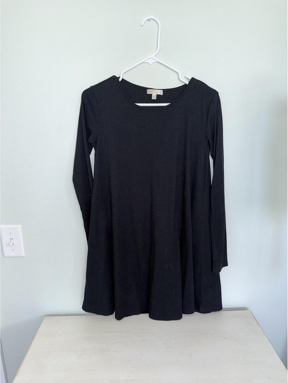 Love Fire Black Long Sleeve A-Line Swing Dress Size Small